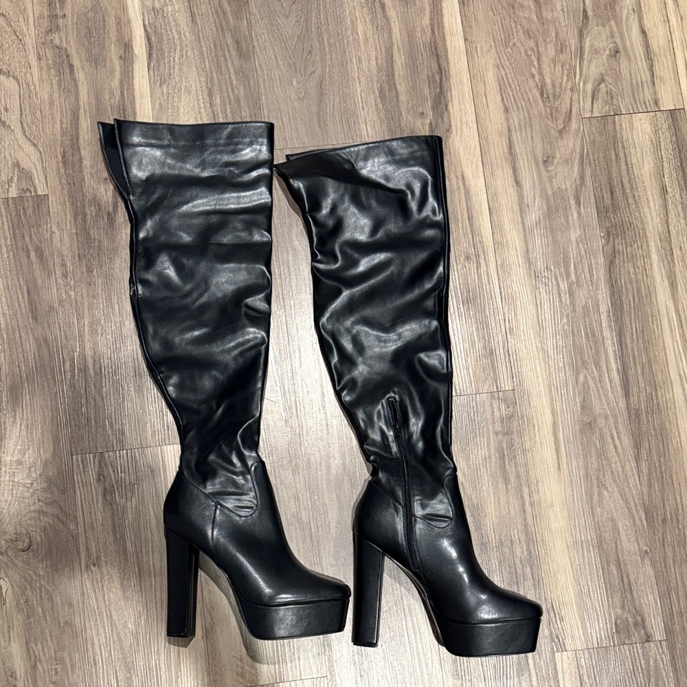 Black Thigh High Boots